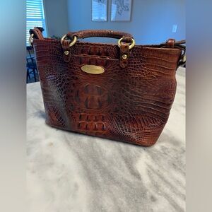 BRAHMIN Arno Melbourne Collection Leather Crocodile Satchel Pecan Handbag
